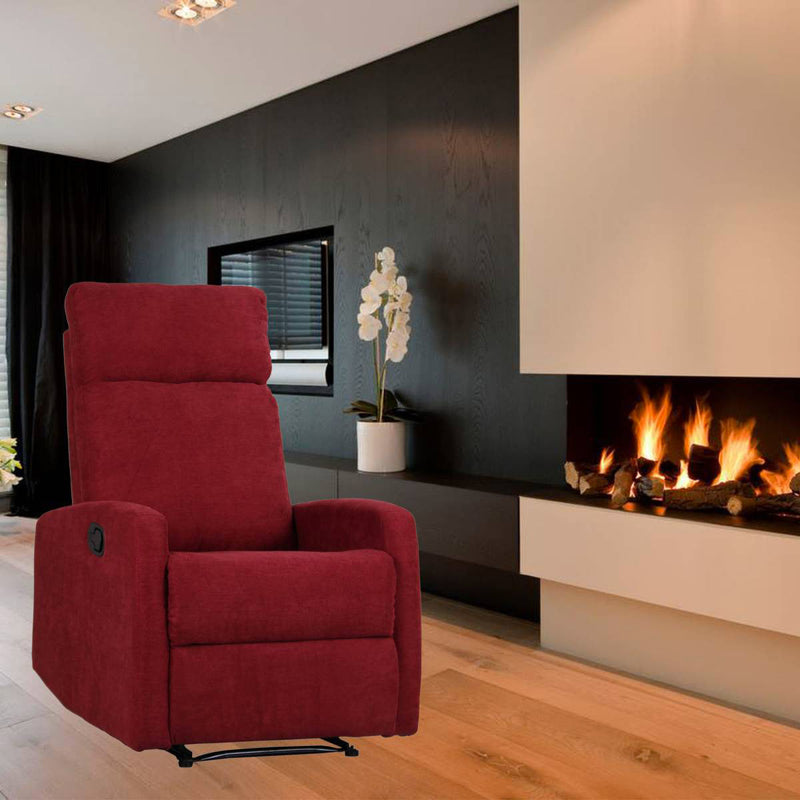 Poltrona Relax Manuale Reclinabile in Tessuto Bordeaux