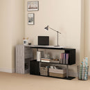 Scrivania Angolare da Ufficio 140x120x78 cm con Cassetti e Scaffale Girevole Grigio effetto Legno  