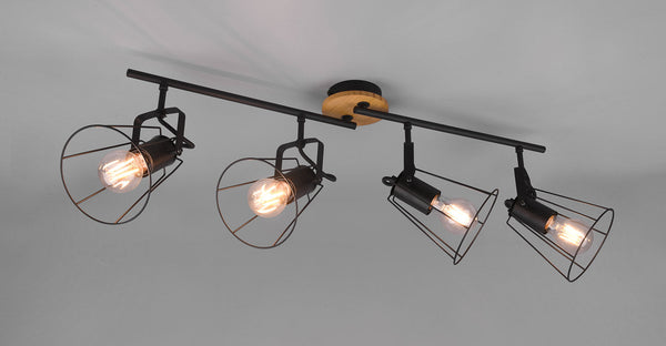 sconto Plafoniera da Interno Attacco E27 in Metallo Nero Opaco