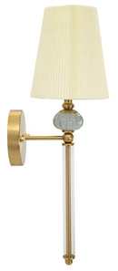 Lampada da Muro Varsavia 17x22x57 cm in Ferro e Vetro e Tessuto Oro e Bianco      