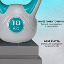 Kettlebell 10 kg con Base Piatta e Impugnatura 25x16x27,5 cm in PU e Sabbia Blu      