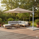 Ombrellone da Giardino Saturno Decentrato 3x3 m in Alluminio grigio Telo Tortora