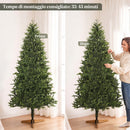 Albero di Natale Artificiale Folto Realistico Ø110x180 cm con 732 Rami in PE e Base Pieghevole in Legno Verde      