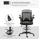 Sedia da Ufficio Traspirante con Braccioli Ribaltabili e Altezza Regolabile 64x60x106-126 cm Nero 