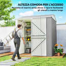 Casetta Box da Giardino 209x177x236 cm Superficie da 3,51m² con Prese d'Aria e Porta Bloccabile in Acciaio Argento      