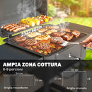 Barbecue a Carbone 112x63x101,5 cm Affumicatore Portatile con Ventilazione Termometro e Mensole Laterali in Acciaio Nero      