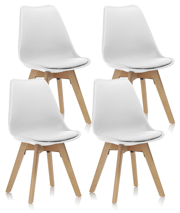 Lot de 4 Chaises 48,5x47x81,5 cm en Simili Cuir Blanc sconto