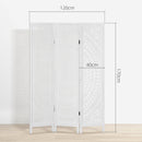 Paravento 3 Pannelli 120x170cm in Legno Intagliato Bianco  
