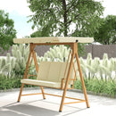 Dondolo da Giardino 3 Posti 195x120x170 cm con Tettuccio Regolabile Beige   