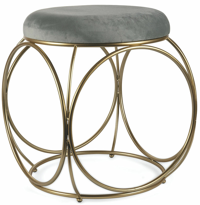 Sgabello Tondo Ø40x46 cm in Ferro e Velluto Soriani Grigio