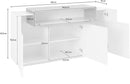 Credenza 3 Ante Battenti + 1 Anta a Ribalta 160x45x85,5 cm Coro Bianco Lucido e Ardesia
