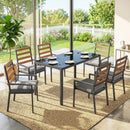  Pezzi Set da Pranzo da Giardino con Tavolo e 6 Sedie Struttura in Acciaio Nero      
