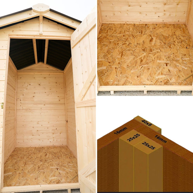 Casetta Box da Giardino 1,2x1,2 m con Pavimento in Legno Picea Massello 16mm Eden