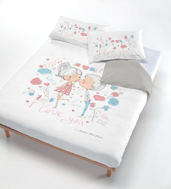 acquista Housse de couette avec imprimé sur le sac et taies d'oreiller Kisses I Love You