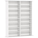 Mobile Libreria Porta CD 106,5x24x126,3 cm a 16 Ripiani Design Moderno in Legno Bianco      
