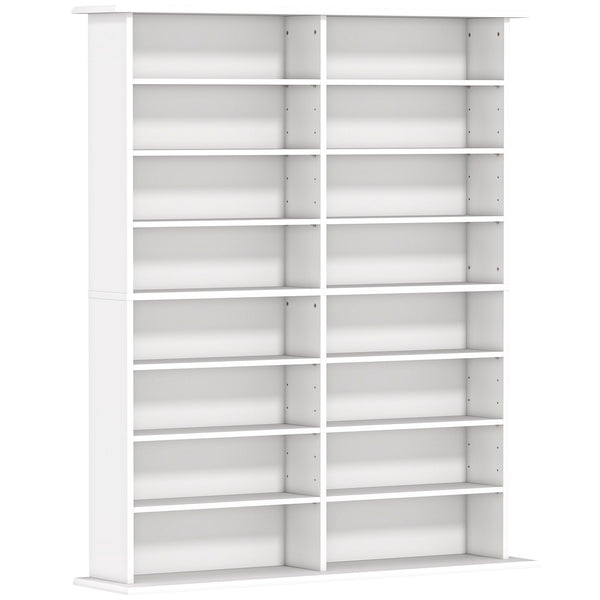 sconto Mobile Libreria Porta CD 106,5x24x126,3 cm a 16 Ripiani Design Moderno in Legno Bianco