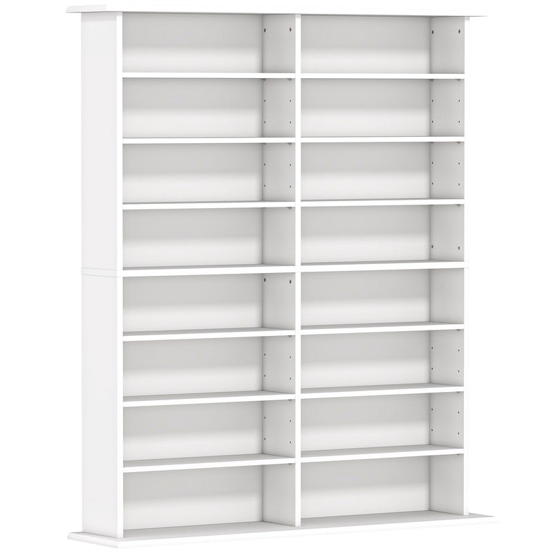 Mobile Libreria Porta CD 106,5x24x126,3 cm a 16 Ripiani Design Moderno in Legno Bianco      