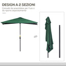 Ombrellone da Parete Mezzaluna Salvaspazio 230x130x245 cm Apertura a Manovella Verde   