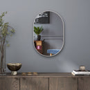 Specchio Bagno Ovale da Parete con Cornice in Alluminio 60x90 cm Verticale o Orizzontale Argento