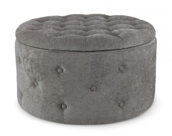 acquista Pouf Contenitore Porta Scarpe Ø 70x40 cm Ernestine in Tessuto Grigio