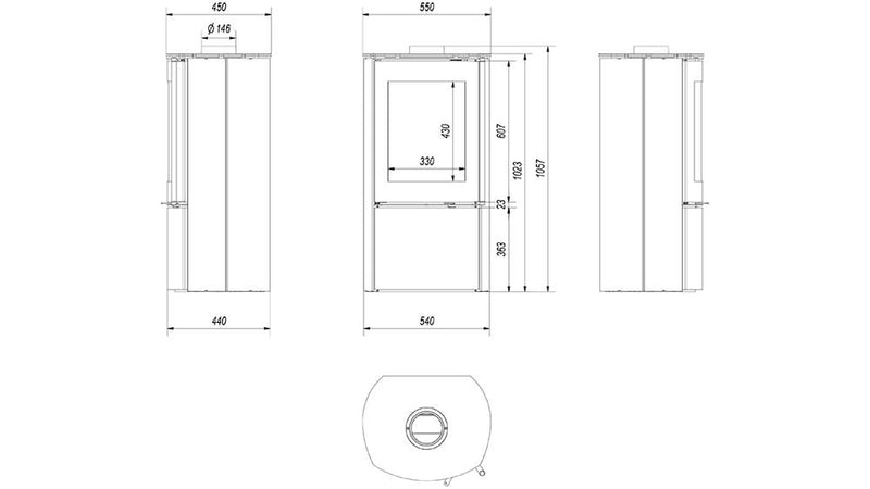 Stufa a Legna 6/11KW in Acciaio Flig Santa Monica Nera
