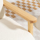 Poltrona da Salotto Stile Nordico 74,5x76x78 cm in Tessuto Sherpa con Braccioli e Gambe in Legno Crema  