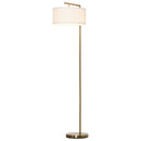 Lampada da Terra con Paralume E27 in Metallo Oro e Bianco