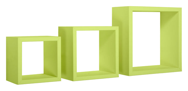 Set de 3 Etagères Murales Cube en Panneau de Fibres Rubis Vert online