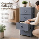 Cassettiera 37x37,5x80 cm Pratika Kool Multiuso con 4 Cassetti in Plastica Grigio      