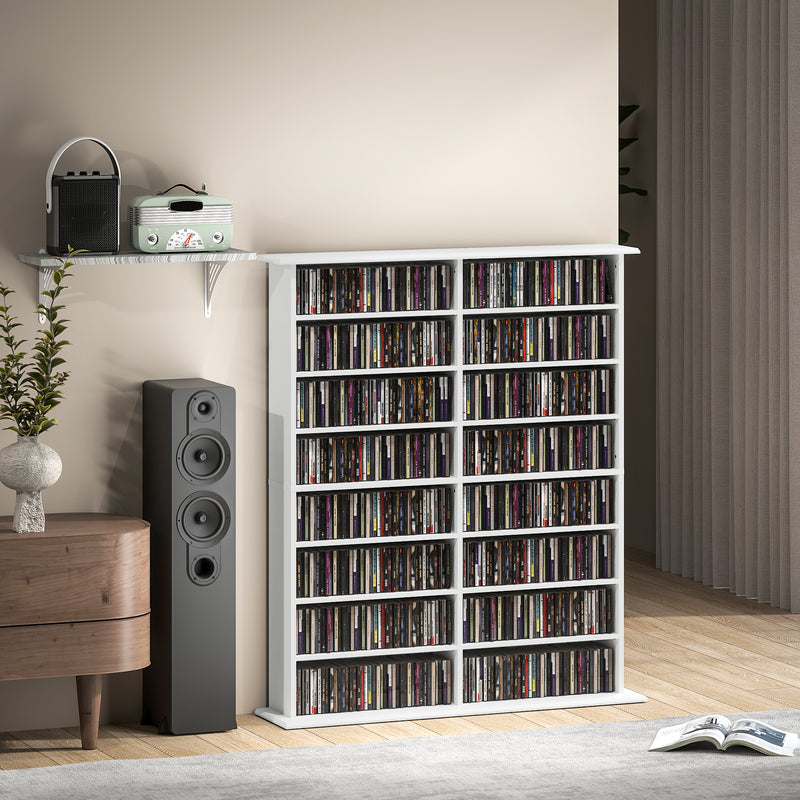 Mobile Libreria Porta CD 106,5x24x126,3 cm a 16 Ripiani Design Moderno in Legno Bianco      
