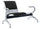 Banc de salle d'attente 1 place bureau avec coussin et table basse en acier et simili cuir argent/noir