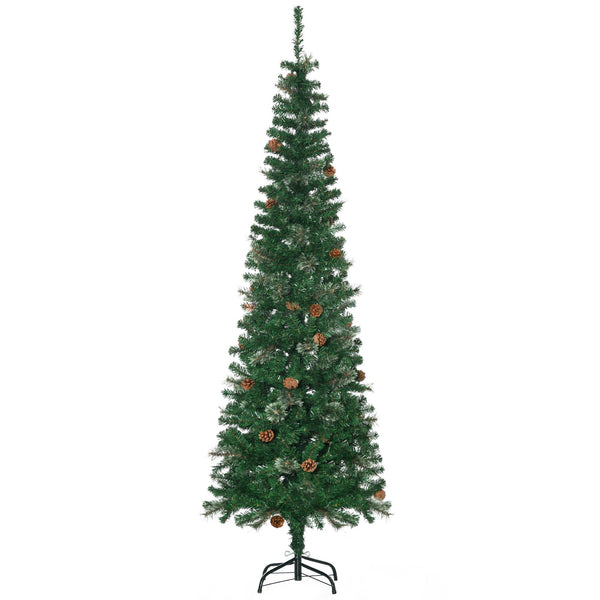 Sapin de Noël H195 cm 556 branches avec pommes de pin décoratives vertes sconto