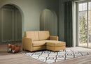 Divano 2 Posti con Pouf 138x155x85 cm Karay in Tessuto Ocra