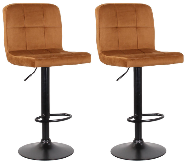Set 2 Tabourets 44x38x63/82 cm en Velours avec Base Caramel Noir sconto