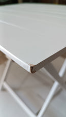 Tavolo da Giardino Pieghevole 80x60x80 cm in Legno Bianco Seconda Scelta
