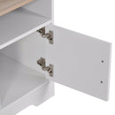 Mobile TV 3 Scomparti 2 Ante 105x40x52 cm per TV fino a 42" in Truciolato Bianco e Legno