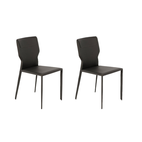 Set 2 Sedie 56x44xH86,5 cm in Similcuoio e Metallo Kim Grigio scuro online