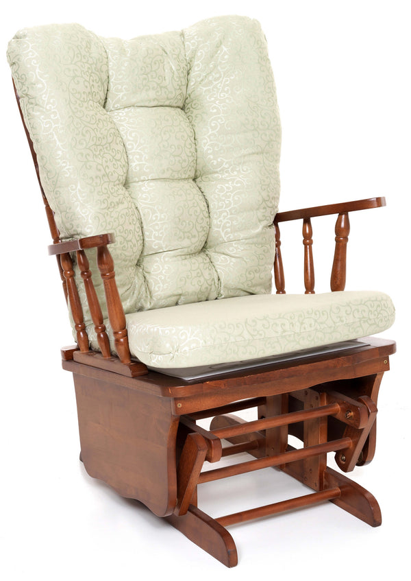 Fauteuil à bascule en bois massif avec coussin vert Dallas online