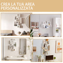 Libreria Moderna Sospesa con 5 Cubi Intrecciati 49,5x10,2x86 cm in Legno Bianco