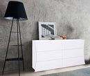 Comò 6 Cassetti 155,1x40x81,5 cm Arco Bianco Lucido