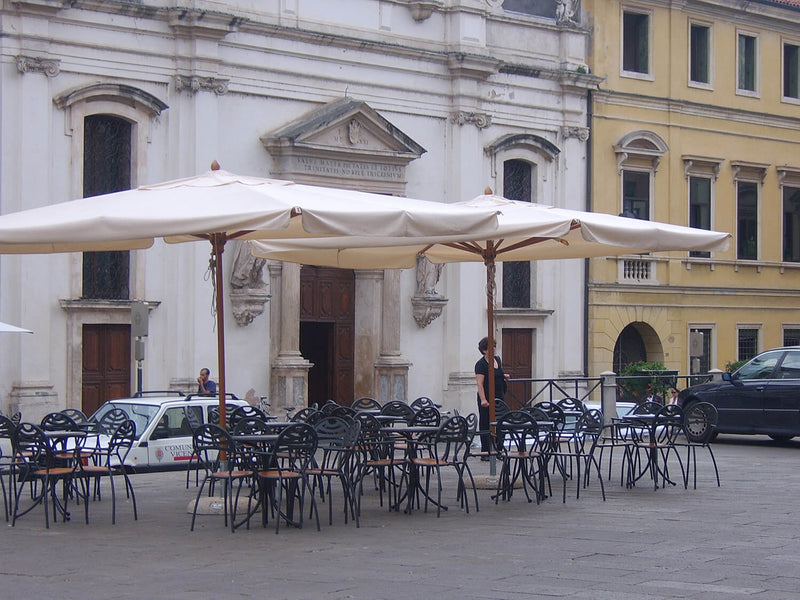 Ombrellone da Giardino 3x4 m Palo Ø60 mm in Legno Telo in Acrilico con Balza Danieli Sydney Ecrù