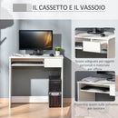 Scrivania Ufficio Salvaspazio 80x45x75 cm con Vassoio Tastiera e Cassetto in Legno Bianco      