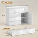 Credenza Mobile Basso 100x40x80 cm con 5 Cassetti Ripiano Regolabile in MDF Bianco Lucido      