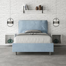 Letto 1 Piazza E Mezzo Imbottito in Microfibra Antea Large Azzurro Varie Misure