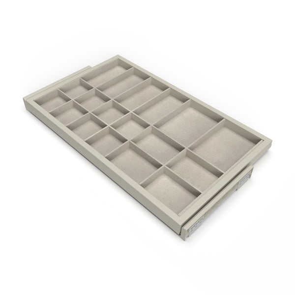 sconto Kit tiroir organisateur et cadre pour armoire 800 mm en aluminium et plastique Emuca gris pierre