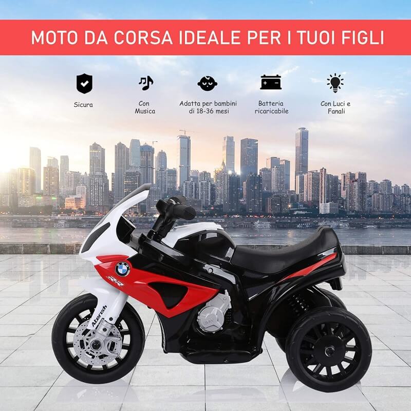 Mini Moto Elettrica per Bambini 6V con Licenza BMW S1000RR Rossa