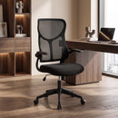 Sedia da Ufficio Ergonomica 64x69,5x110-120 cm con Braccioli Ribaltabili Dondolo e Altezza Regolabile in Rete Nero      