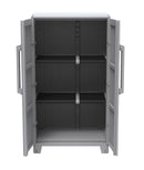 Armadio Portascope Modulare da Esterno 78x43,6x143 cm 2 Ante 2 Ripiani in Polipropilene Transforming Grigio e Nero