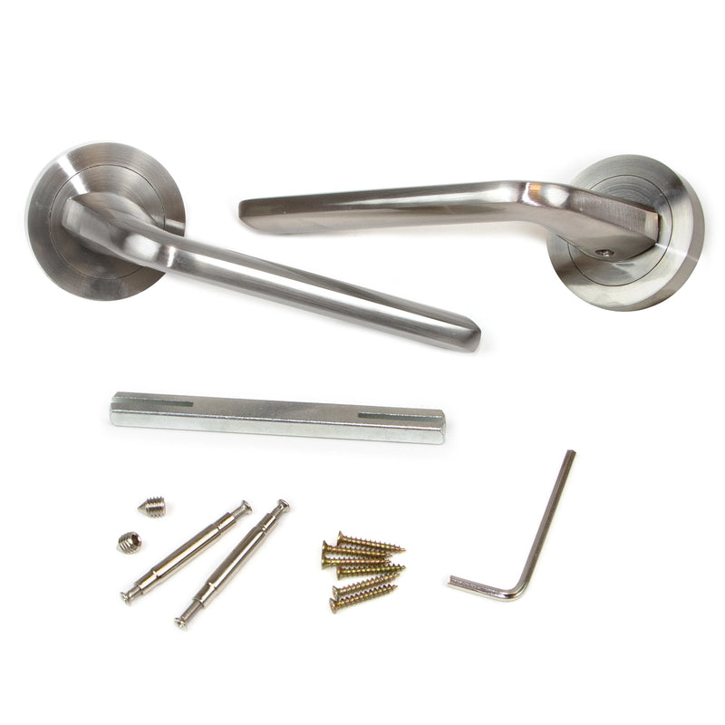 Maniglie Sydney per Porta da Interno Ø50 mm Alluminio e Zama Nickel Satinato 5 Set. Emuca