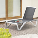 Lettino Prendisole con Schienale Reclinabile 195x67.5x33 cm Grigio e Bianco 